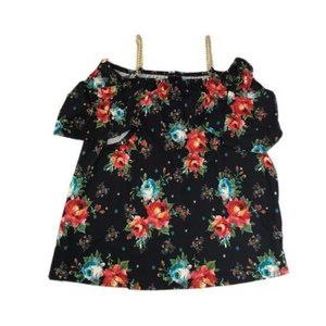 First Love Women’s Black Floral Cold Shoulder Blouse Size 1X